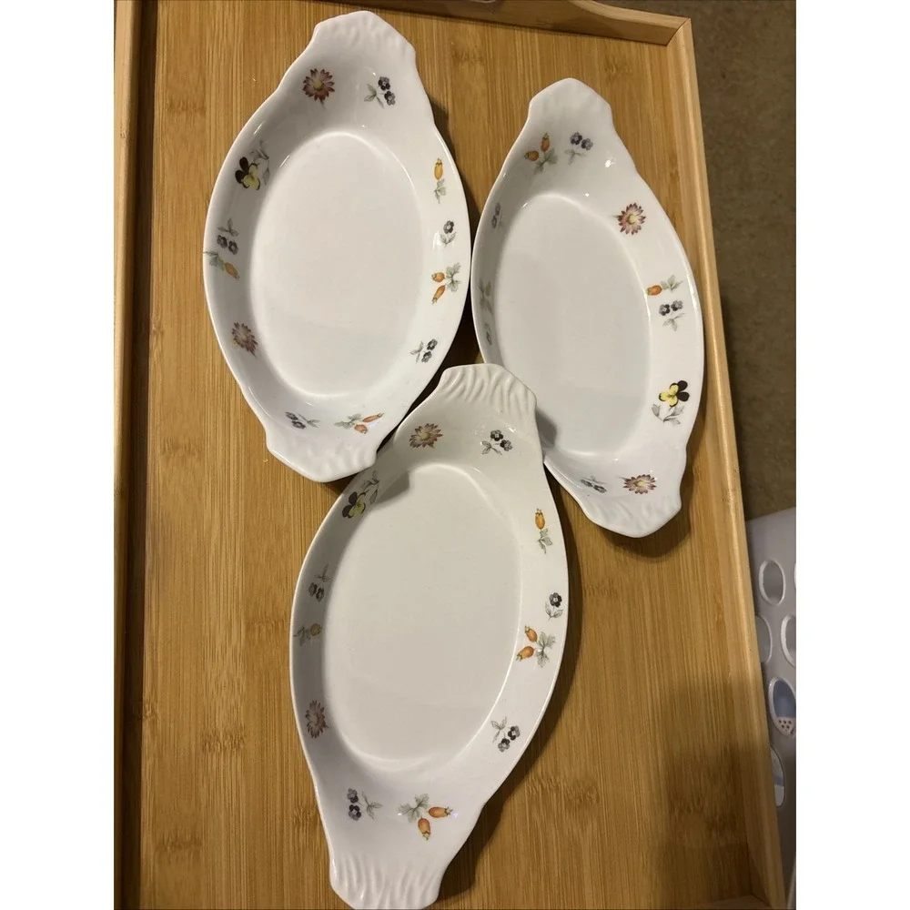 🔥Set Of 3 TRISA Fine Porcelain Oval Baker 10.5in  Long 5.5in Wide (send offers)